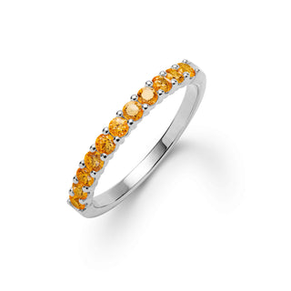 1.32CT Round Citrine Diamond November Birthstone Band