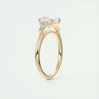 2ct Cushion F- VS1 Diamond 3 Stones Engagement Ring