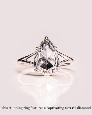 1.50 - 3.09 CT Pear CVD Diamond Solitaire Split Shank Engagement Ring