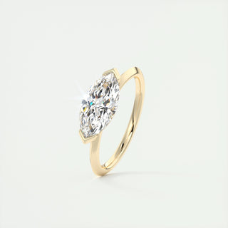 Anillo de compromiso con diamante solitario en engaste marquesa de 1,0 a 3,0 ct