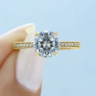 2.0CT Round Cut Vintage Style Moissanite Engagement Ring - ELITE CARAT