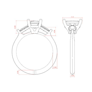 Anillo de compromiso de tres piedras de moissanita con forma radiante de 1,67 quilates