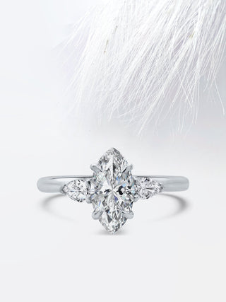 Marquise Cut Moissanite Three Stone Diamond Engagement Ring