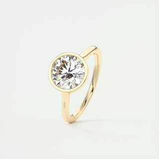 2.0 CT Round Bezel Solitaire Moissanite Engagement Ring