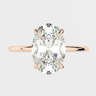 Bague de fiançailles avec solitaire ovale en moissanite de 1,0 à 4,0 ct