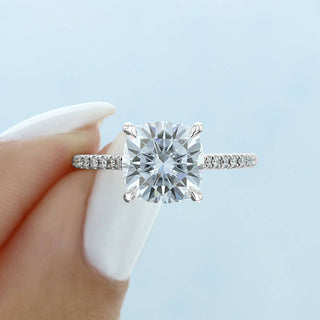 2.50CT Cushion Hidden Halo Moissanite Engagement Ring - ELITE CARAT