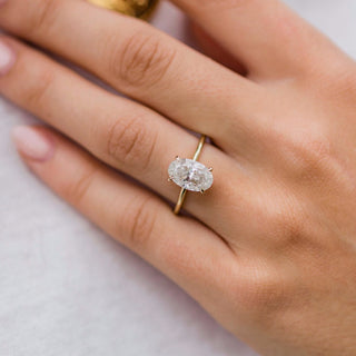 Bague de fiançailles avec solitaire ovale en moissanite de 1,0 à 3,0 ct