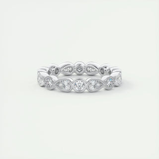 1.28 TCW Pear & Round CVD Diamond Bezel Wedding Band