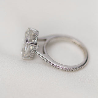 4.65CT Crushed Ice Hybrid Cushion Cut Hidden Halo Moissanite Engagement Ring - ELITE CARAT