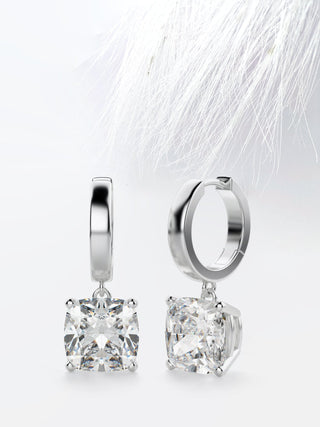 Boucles d'oreilles en diamant solitaire coussin et moissanite pour femmes