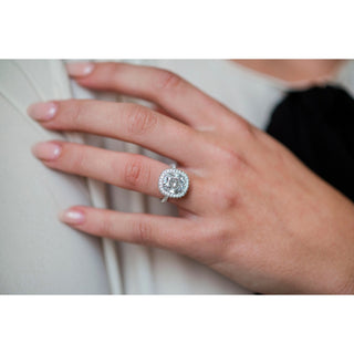 3.60 CT Cushion Halo & Pave Moissanite Engagement Ring