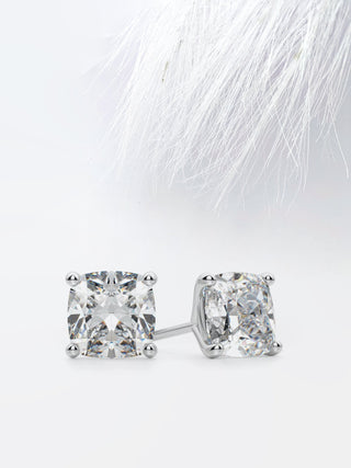 Cushion Cut Moissanite Stud Diamond Earrings for Women