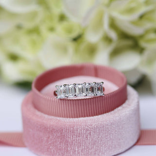 Emerald Cut Five Stone Moissanite Wedding Band