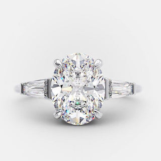 2.0ct Oval Cut Moissanite Diamond 3 Stone Engagement Ring - ELITE CARAT