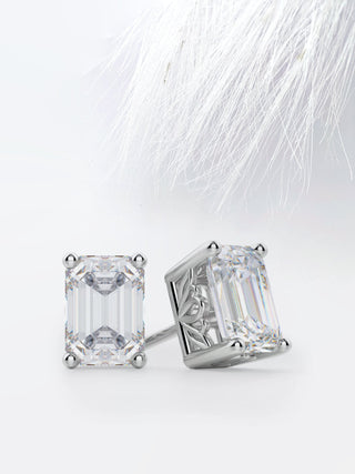 Emerald Cut Moissanite Diamond Studs Earrings for Women