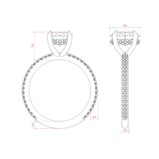 Anillo de compromiso con halo oculto de moissanita de forma ovalada de 1,91 quilates