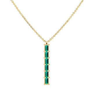 2.0CT Baguette Emerald Diamond May Birthstone Necklace