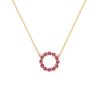 0.40CT Round Ruby Diamond July Birthstone Circle Necklace