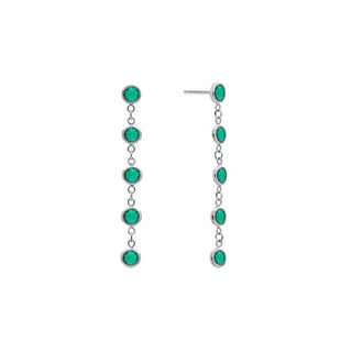 2.0CT Round Emerald Diamond May Birthstone Drop Earrings