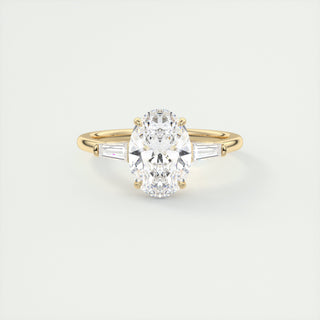 2CT 3 Stone Oval Cut Diamond Moissanite Engagement Ring - ELITE CARAT