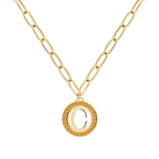 0.20CT Round Citrine Diamond November Birthstone Latter Necklace