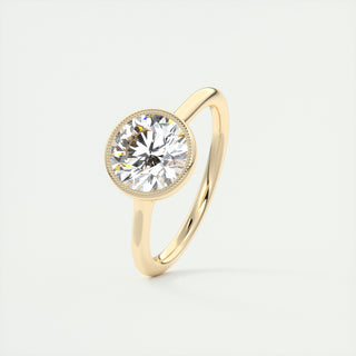 2CT Bezel Set Round Moissanite Solitaire Engagement Ring In14K Solid Gold