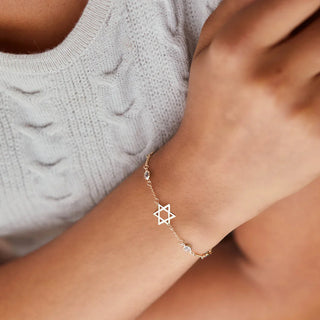 Pulsera de estrella con piedra natal de abril y diamantes redondos de 1,50 quilates para mujer