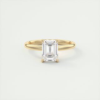 2CT Emerald Cut Moissanite Diamond Solitaire Engagement Ring With Four Prong