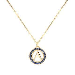 Collier avec diamant et saphir rond de 0,50 ct et pierre de naissance de septembre