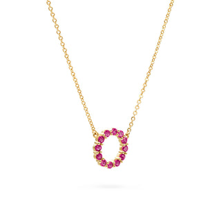 0.40CT Round Ruby Diamond July Birthstone Circle Necklace