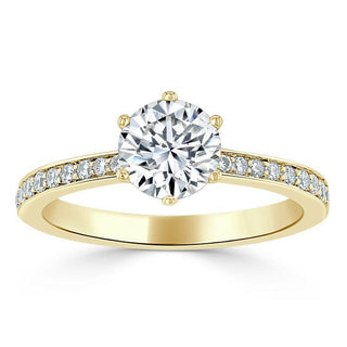 Bague de fiançailles solitaire en moissanite à taille ronde de 0,75 ct avec monture en canal