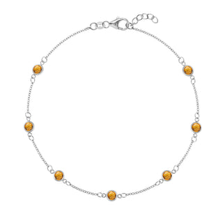 Bracelet pour femme avec pierre de naissance de novembre et diamants en citrine ronde de 1,75 ct