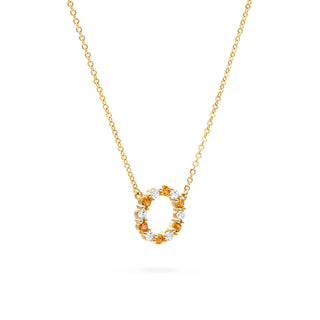 Collier rond avec pierre de naissance de novembre et diamant en citrine ronde de 1,0 ct