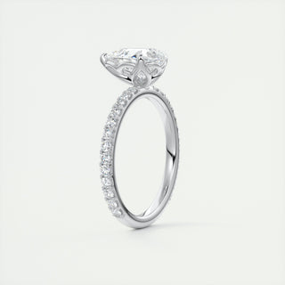 2CT Pear Pave Moissanite Diamond Engagement Ring In 18K White Gold For Her