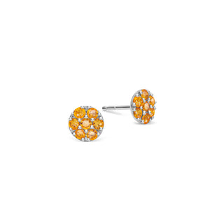 Clous d'oreilles avec diamants en citrine ronde de 0,84 ct et pierre de naissance de novembre