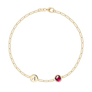 0.84CT Round Ruby Diamond July Birthstone Latter Bracelet