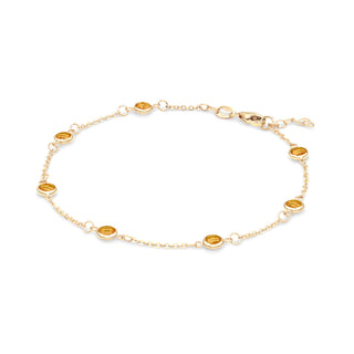 Bracelet pour femme avec pierre de naissance de novembre et diamants en citrine ronde de 1,75 ct