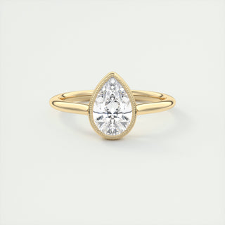 Bague de fiançailles en diamant moissanite en forme de poire serti clos 2 carats avec monture solitaire