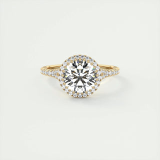 1.0-3.0 ct Round Diamond Engagement Ring With Halo & Pave Setting