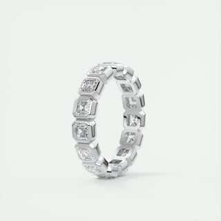 2.25 TCW Asscher CVD Diamond Bezel Wedding Band