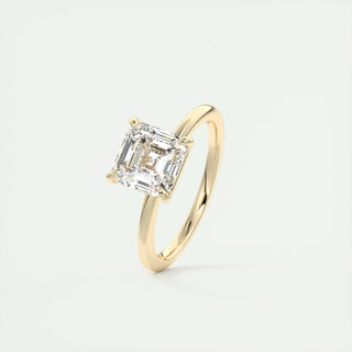 2.03 CT Asscher Shaped Moissanite Solitaire Engagement Ring