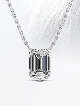 Emerald Cut Moissanite Diamond Solitaire Colleen Necklace