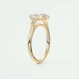 2ct Oval F- VS1 Diamond 3 Stones Engagement Ring