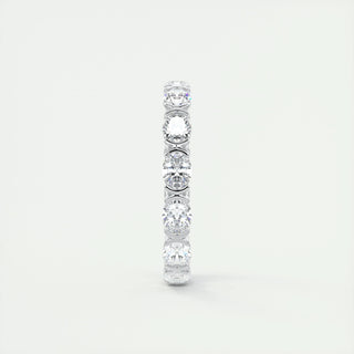 2.25 Oval Cut Half Bezel Moissanite Bridal Wedding Band