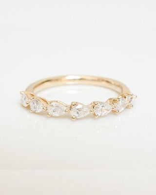 0.57 TCW Pear CVD Diamond Half Eternity Wedding Band