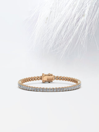 Pulsera de tenis con diamantes y moissanita de princesa en oro blanco