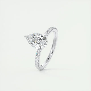 2ct Pear F- VS1 Diamond Pave Engagement Ring