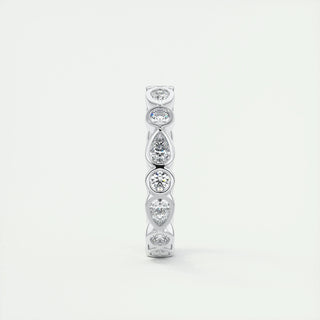 1.28 TCW Pear & Round CVD Diamond Bezel Wedding Band