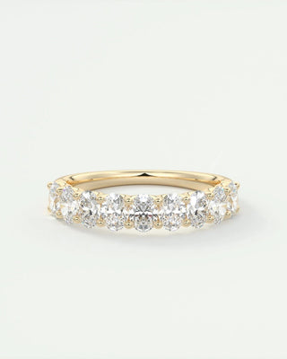 1.35 TCW Oval CVD Diamond Half Eternity Wedding Band