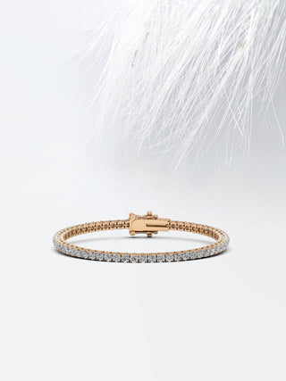 Pulsera de tenis con diamantes y moissanita redonda en oro blanco